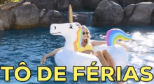 Tô De Férias/ Boas Férias / Curtindo As Férias / Unicórnio / Bóia / Piscina GIF - Pool Vacation Unicorn GIFs