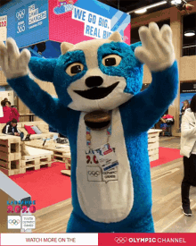dancing mascot feeling it hyped up hands up