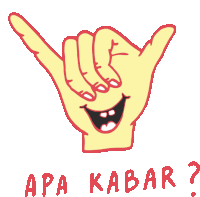 Happy Shaka Hand Asks Apa Kabar In Indonesian Sticker - Lost In Paradise Hang Ten Rock On Stickers