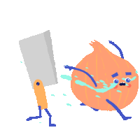Onion Being Chased By Cleaver Sticker - Melancholic Onion Google Stickers
