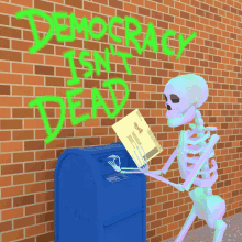 Skeleton Democracy Isnt Dead GIF - Skeleton Democracy Isnt Dead Mailbox GIFs