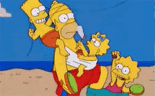 Homer And The Kids GIF - Simpsons Beach Homer GIFs