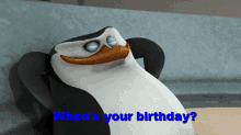 Penguins Of Madagascar Skipper GIF - Penguins Of Madagascar Skipper Whens Your Birthday GIFs