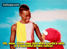 Oh, Wow. Elmo Soes That Miss Lupita'S Skinis A Beautiful Brown Colour..Gif GIF - Oh Wow. Elmo Soes That Miss Lupita'S Skinis A Beautiful Brown Colour. Person GIFs
