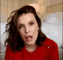 Millie Bobby Brown Lick GIF - Millie Bobby Brown Lick Tongue GIFs