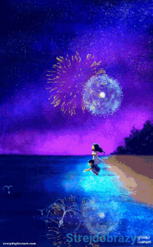 art fireworks sky ocean sea
