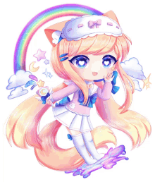 gacha life cute smile girl rainbow