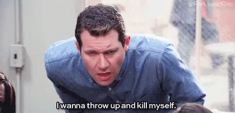 Kill Myself GIF - Parks And Rec Craig Throw Up GIFs
