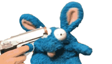 stuffed toy ricky berwick blue rat pointed gun aim