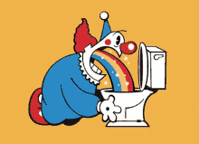 Hung Over On Rainbows GIF - Circus Clown Throw Up GIFs