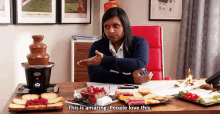 Chocolate Fondue GIF - The Mindy Project Mindy Kaling This Is Amazing GIFs