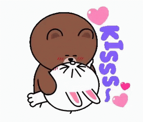 I Love You,Kiss,Kisses,Sweet,Cony And Brown,Kissing,Love,Hearts,gif,animate...
