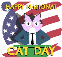 Happy National Cat Day Peace Sticker - Happy National Cat Day Peace Kitty Stickers
