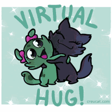 Virtual Hug Hugs GIF - Virtual Hug Hugs Black Cat GIFs