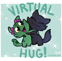 Virtual Hug Hugs Sticker - Virtual Hug Hugs Black Cat Stickers