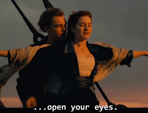 The iconic Titanic scene