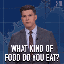 What Kind Of Food Do You Eat Colin Jost GIF - What Kind Of Food Do You Eat Colin Jost Saturday Night Live GIFs