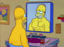 the simpsons homer simpson day dreaming mirror reflection