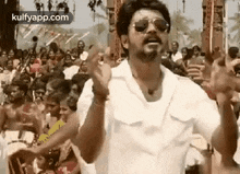 action heroes clapping hands opening mouth vijay