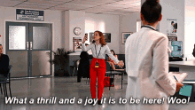 What A Thrill And A Joy It Is To Be Here Woo GIF - What A Thrill And A Joy It Is To Be Here Woo Zoeysplaylist GIFs