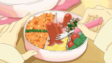 弁当　可愛い　ソーセージ　チキンライス　卵焼き GIF - Bento Lunch School Lunch GIFs