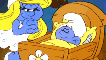 Smurfette Baby Smurf GIF - Smurfette Baby Smurf Tuck In GIFs