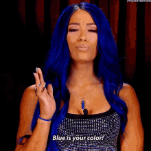 Sasha Banks Blue Is Your Color GIF - Sasha Banks Blue Is Your Color Blue Hair GIFs