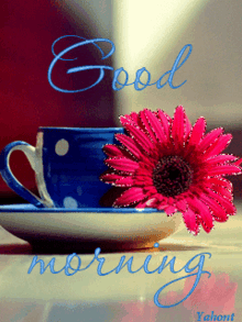 good morning flower sparkle mug hot drink