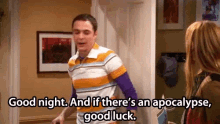 Sheldon Good Night GIF - Sheldon Good Night Big Bang Theory GIFs
