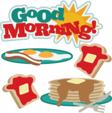 good morning pancakes egg and bacon breakfast food
