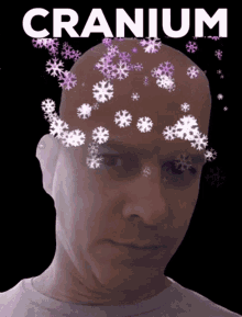 bald guy cranium snow flakes