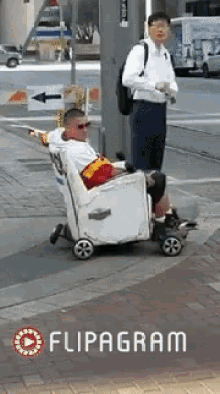 chilling crossing the street like a boss wheels chair