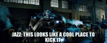 Transformers Jazz GIF - Transformers Jazz This Looks Like A Cool Place To Kick It GIFs