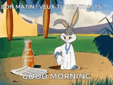 good morning do you want toasts bugs bunny sleepy tired monday
