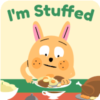 Thanksgiving Im Stuffed Sticker - Thanksgiving Im Stuffed Shoveling Food Stickers