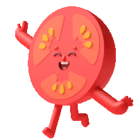 Overjoyed Tomato Runs With His Arms Out Sticker - The Other Half Tomato Happy Stickers