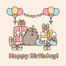 Happy Birthday Pusheen Cat GIF - Happy Birthday Pusheen Cat Cute GIFs