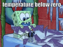 below zero temperatures cold freezing spongebob
