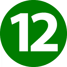 number 12 twelve green circle