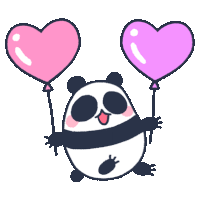 Panda  Balloon Sticker - Panda  Balloon  Heart Stickers