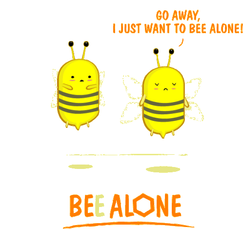 Downsign Bee Alone Sticker - Downsign Bee Alone Bee Stickers