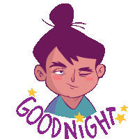 Sleepy Girl Saying Goodnight Sticker - Luluand Jazz Tired Goodnight Stickers