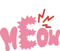 Meow Red Exclamation Lines Above Meow In Pink Bubble And Electric Letters Sticker - Meow Red Exclamation Lines Above Meow In Pink Bubble And Electric Letters Cat Stickers