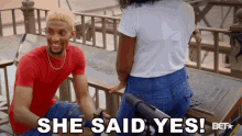 she said yes arms up hands up proposal couple she said yes arms up hands up proposal couple