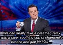 Totally Relaxed GIF - Stephen Colbert Relax Breather GIFs