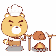 chef cooking cute adorable raccoon