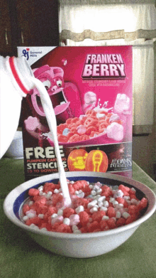 Franken Berry Cereal GIF - Franken Berry Cereal Breakfast GIFs