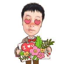 i love you heart flowers book suit
