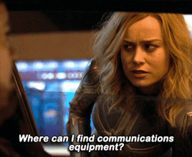 Captain Marvel Where Can I Find Communications Equipment GIF - Captain Marvel Where Can I Find Communications Equipment Communication GIFs