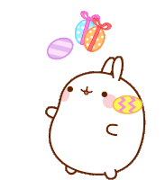 Juggle Molang Sticker - Juggle Molang Happy Easter Stickers